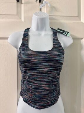 NWT. Multicolor Space-Dye Racerback Tank Top with build in bra. Size XS.